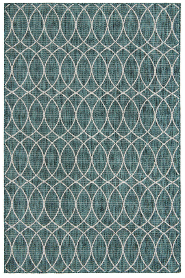 Teal 5' 3 x 7' 10 Outdoor Trellis Rectangle Area Rug Weather Resistant for Patio, Deck, Terrace, Balcony, Porch Geometric Design Water Safe Outside Carpet for Sale at Rug Engine