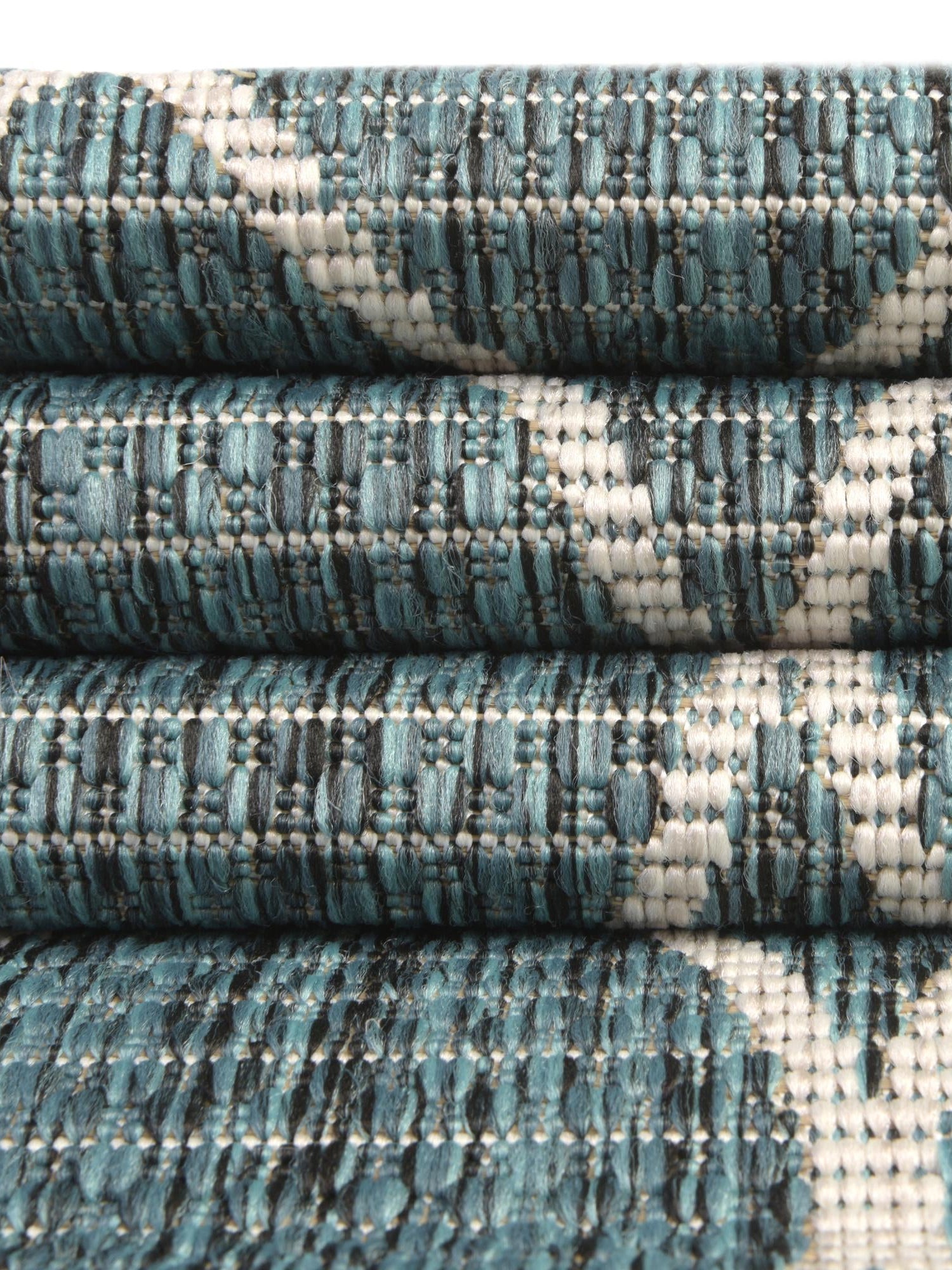 Teal 4' x 4' Outdoor Trellis Round Area Rug Weather Resistant for Patio, Deck, Terrace, Balcony, Porch Geometric Design Water Safe Outside Carpet for Sale at Rug Engine