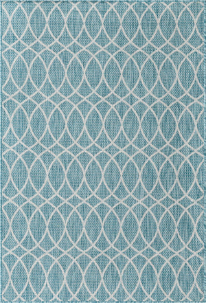 Light Aqua 4' x 6' Outdoor Trellis Rectangle Area Rug Weather Resistant for Patio, Deck, Terrace, Balcony, Porch Geometric Design Water Safe Outside Carpet for Sale at Rug Engine