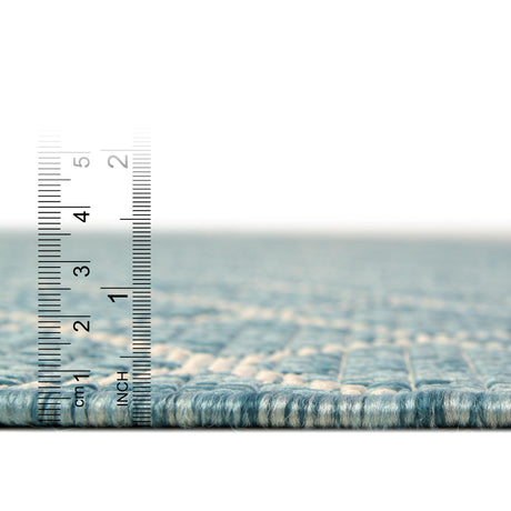 Light Aqua 3' x 3' Outdoor Trellis Round Area Rug Weather Resistant for Patio, Deck, Terrace, Balcony, Porch Geometric Design Water Safe Outside Carpet for Sale at Rug Engine
