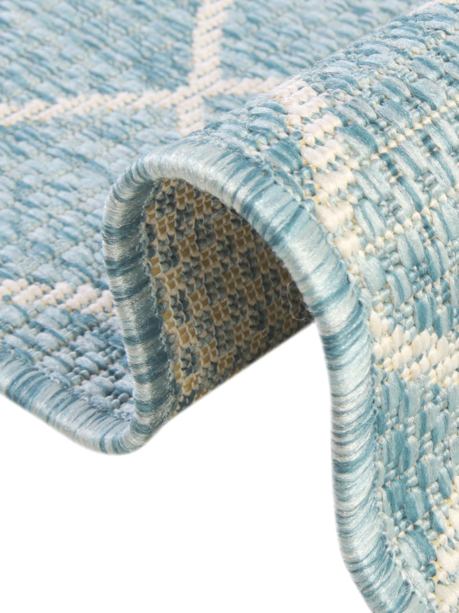 Light Aqua 3' x 3' Outdoor Trellis Round Area Rug Weather Resistant for Patio, Deck, Terrace, Balcony, Porch Geometric Design Water Safe Outside Carpet for Sale at Rug Engine