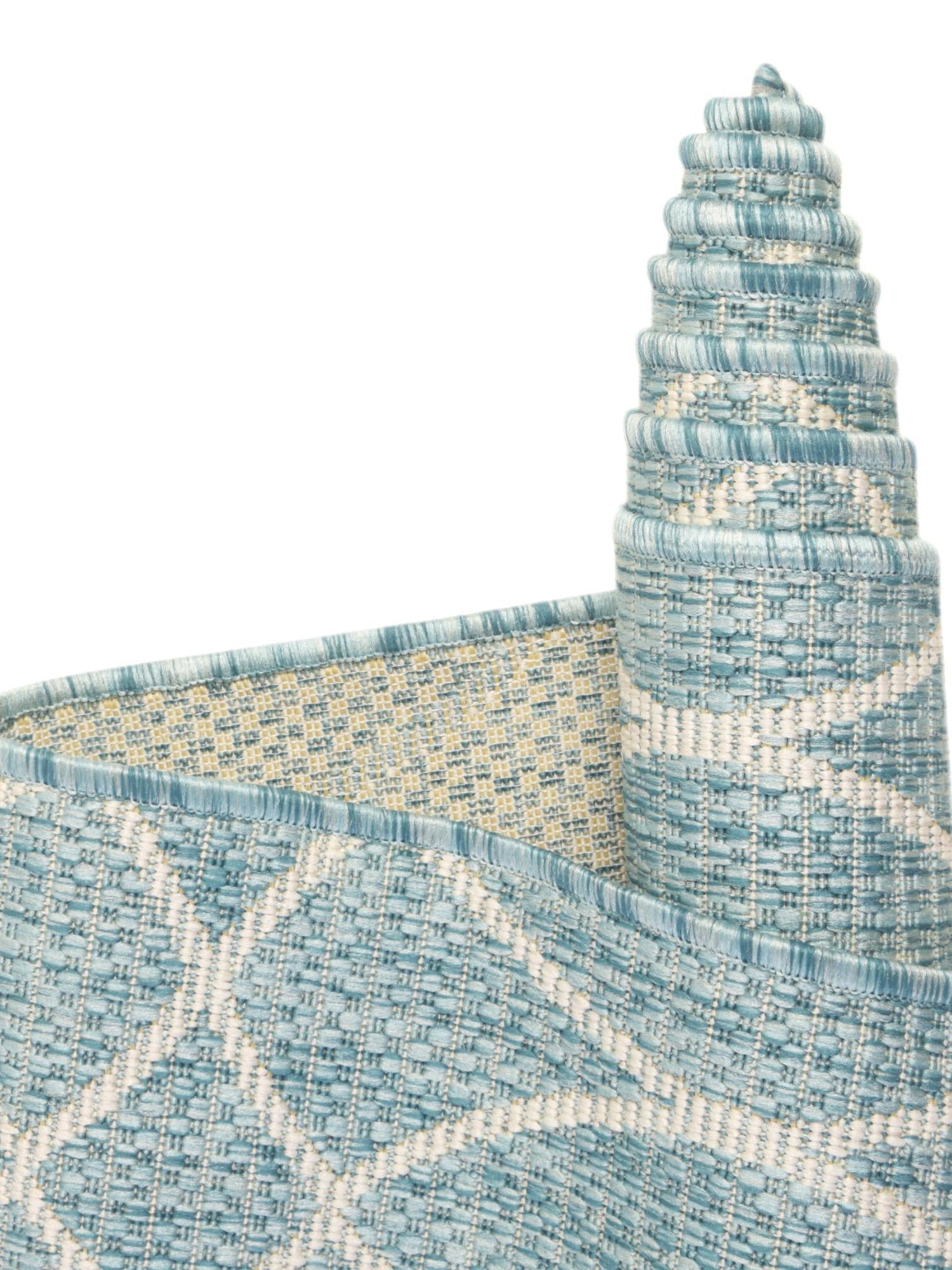 Light Aqua 3' x 3' Outdoor Trellis Round Area Rug Weather Resistant for Patio, Deck, Terrace, Balcony, Porch Geometric Design Water Safe Outside Carpet for Sale at Rug Engine