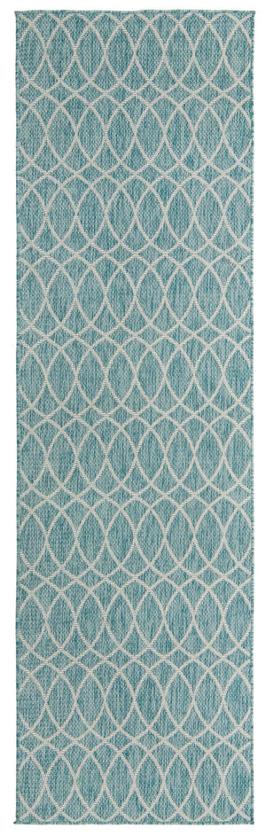 Light Aqua 2' 11 x 10' Outdoor Trellis Runner Area Rug Weather Resistant for Patio, Deck, Terrace, Balcony, Porch Geometric Design Water Safe Outside Carpet for Sale at Rug Engine
