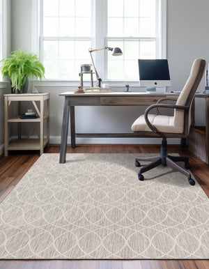 Light Gray 4' 1 x 6' 1 Outdoor Trellis Rectangle Area Rug Weather Resistant for Patio, Deck, Terrace, Balcony, Porch Geometric Design Water Safe Outside Carpet for Sale at Rug Engine