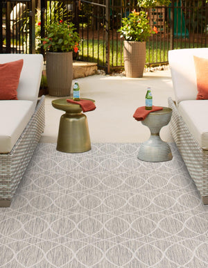 Light Gray 7' 10 x 11' Outdoor Trellis Rectangle Area Rug Weather Resistant for Patio, Deck, Terrace, Balcony, Porch Geometric Design Water Safe Outside Carpet for Sale at Rug Engine