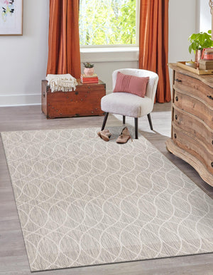 Light Gray 7' 10 x 11' Outdoor Trellis Rectangle Area Rug Weather Resistant for Patio, Deck, Terrace, Balcony, Porch Geometric Design Water Safe Outside Carpet for Sale at Rug Engine