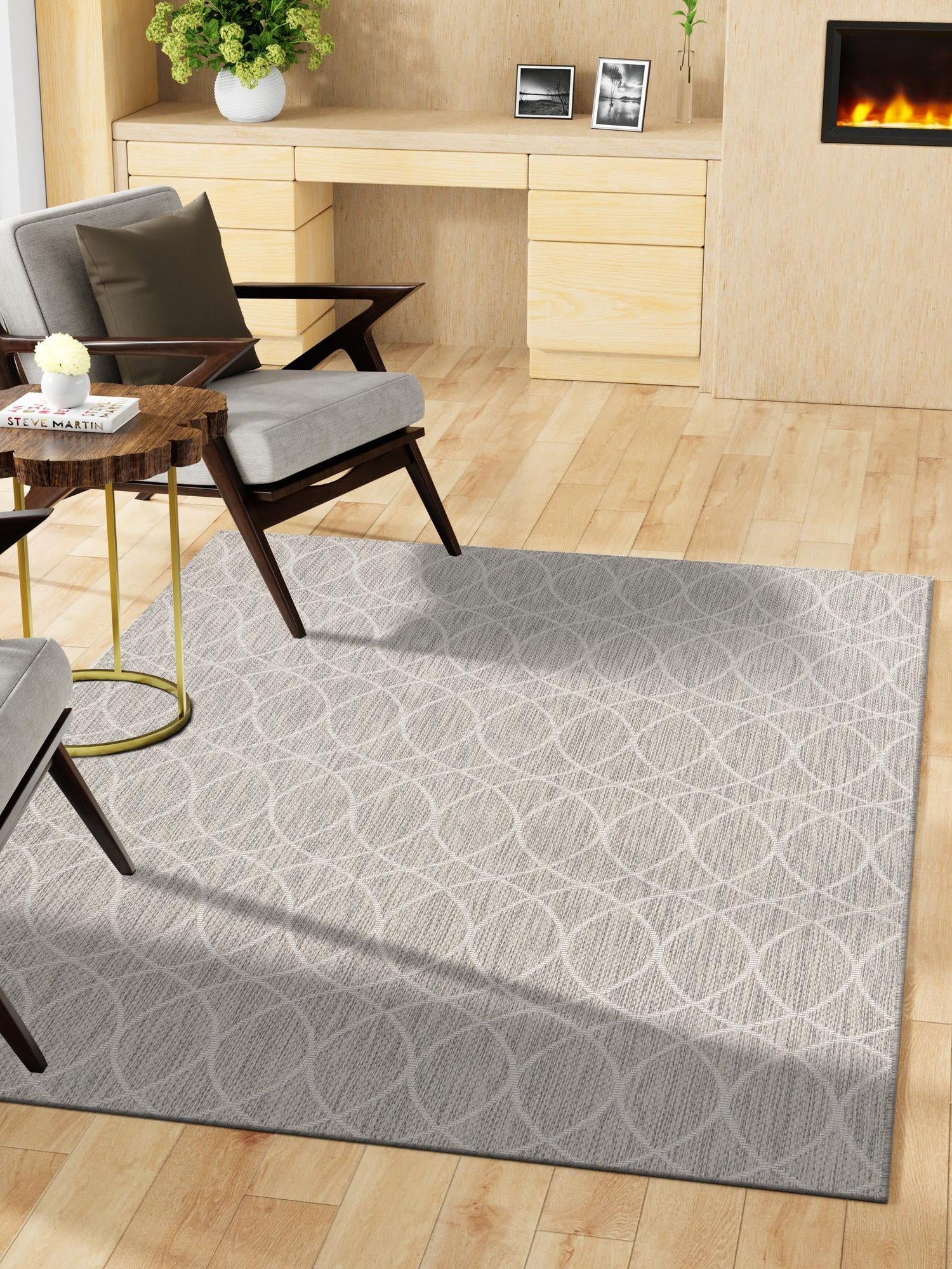 Light Gray 7' 10 x 11' Outdoor Trellis Rectangle Area Rug Weather Resistant for Patio, Deck, Terrace, Balcony, Porch Geometric Design Water Safe Outside Carpet for Sale at Rug Engine