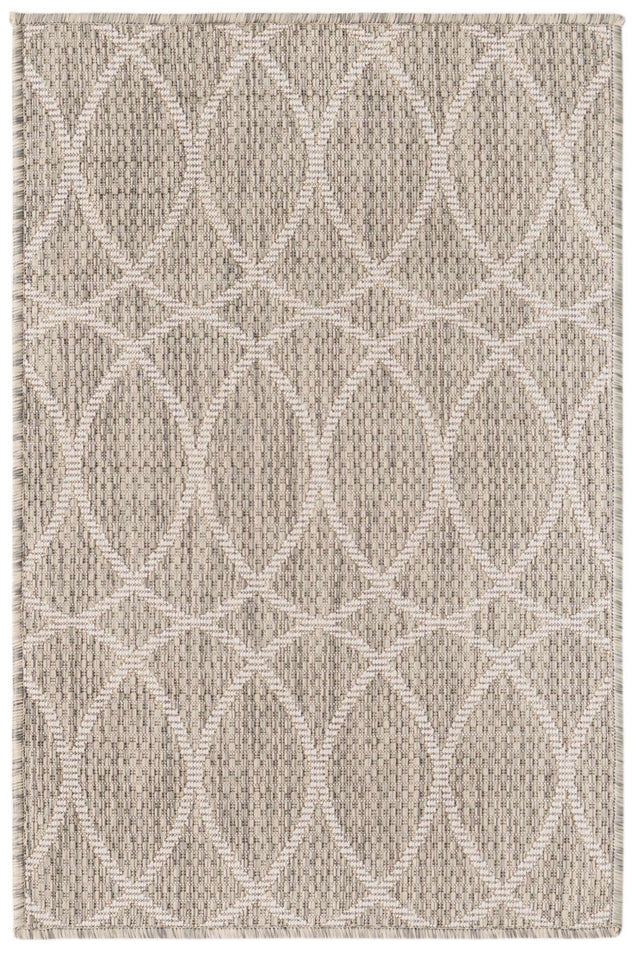 Light Gray 2' x 3' 1 Outdoor Trellis Rectangle Area Rug Weather Resistant for Patio, Deck, Terrace, Balcony, Porch Geometric Design Water Safe Outside Carpet for Sale at Rug Engine