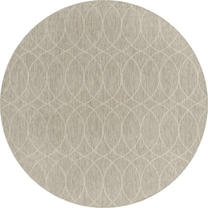 Light Gray 10' x 10' Outdoor Trellis Round Area Rug Weather Resistant for Patio, Deck, Terrace, Balcony, Porch Geometric Design Water Safe Outside Carpet for Sale at Rug Engine