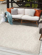 Light Gray 10' x 10' Outdoor Trellis Square Area Rug Weather Resistant for Patio, Deck, Terrace, Balcony, Porch Geometric Design Water Safe Outside Carpet for Sale at Rug Engine