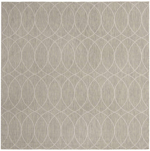 Light Gray 10' x 10' Outdoor Trellis Square Area Rug Weather Resistant for Patio, Deck, Terrace, Balcony, Porch Geometric Design Water Safe Outside Carpet for Sale at Rug Engine