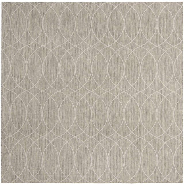 Light Gray 10' x 10' Outdoor Trellis Square Area Rug Weather Resistant for Patio, Deck, Terrace, Balcony, Porch Geometric Design Water Safe Outside Carpet for Sale at Rug Engine