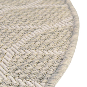 Light Gray 4' 1 x 4' 1 Outdoor Trellis Round Area Rug Weather Resistant for Patio, Deck, Terrace, Balcony, Porch Geometric Design Water Safe Outside Carpet for Sale at Rug Engine