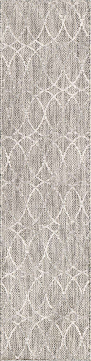 Light Gray 2' x 8' Outdoor Trellis Runner Area Rug Weather Resistant for Patio, Deck, Terrace, Balcony, Porch Geometric Design Water Safe Outside Carpet for Sale at Rug Engine