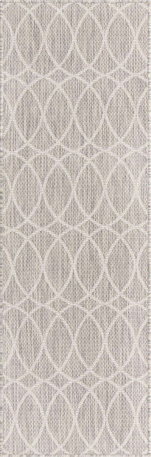 Light Gray 2' x 6' 1 Outdoor Trellis Runner Area Rug Weather Resistant for Patio, Deck, Terrace, Balcony, Porch Geometric Design Water Safe Outside Carpet for Sale at Rug Engine