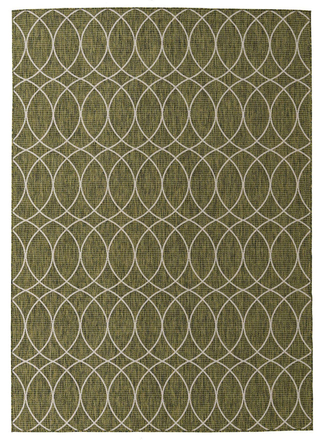 Green 7' 10 x 11' Outdoor Trellis Rectangle Area Rug Weather Resistant for Patio, Deck, Terrace, Balcony, Porch Geometric Design Water Safe Outside Carpet for Sale at Rug Engine
