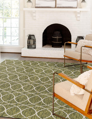 Green 4' 1 x 6' 1 Outdoor Trellis Rectangle Area Rug Weather Resistant for Patio, Deck, Terrace, Balcony, Porch Geometric Design Water Safe Outside Carpet for Sale at Rug Engine