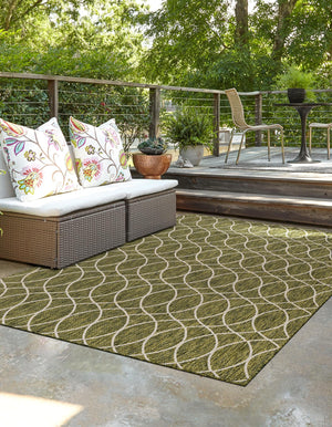 Green 10' x 14' 1 Outdoor Trellis Rectangle Area Rug Weather Resistant for Patio, Deck, Terrace, Balcony, Porch Geometric Design Water Safe Outside Carpet for Sale at Rug Engine