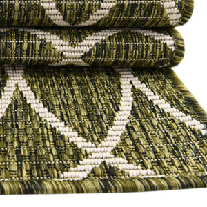 Green 7' 10 x 11' Outdoor Trellis Rectangle Area Rug Weather Resistant for Patio, Deck, Terrace, Balcony, Porch Geometric Design Water Safe Outside Carpet for Sale at Rug Engine