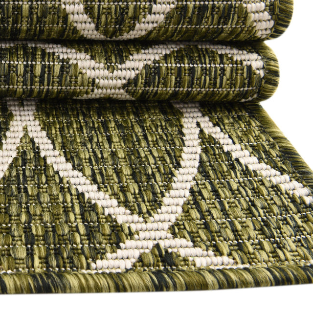 Green 10' x 10' Outdoor Trellis Square Area Rug Weather Resistant for Patio, Deck, Terrace, Balcony, Porch Geometric Design Water Safe Outside Carpet for Sale at Rug Engine