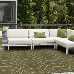 Green 10' x 10' Outdoor Trellis Square Area Rug Weather Resistant for Patio, Deck, Terrace, Balcony, Porch Geometric Design Water Safe Outside Carpet for Sale at Rug Engine
