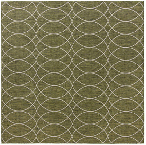 Green 10' x 10' Outdoor Trellis Square Area Rug Weather Resistant for Patio, Deck, Terrace, Balcony, Porch Geometric Design Water Safe Outside Carpet for Sale at Rug Engine