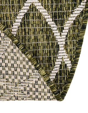 Green 3' 1 x 3' 1 Outdoor Trellis Round Area Rug Weather Resistant for Patio, Deck, Terrace, Balcony, Porch Geometric Design Water Safe Outside Carpet for Sale at Rug Engine