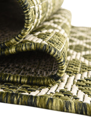 Green 3' 1 x 3' 1 Outdoor Trellis Round Area Rug Weather Resistant for Patio, Deck, Terrace, Balcony, Porch Geometric Design Water Safe Outside Carpet for Sale at Rug Engine
