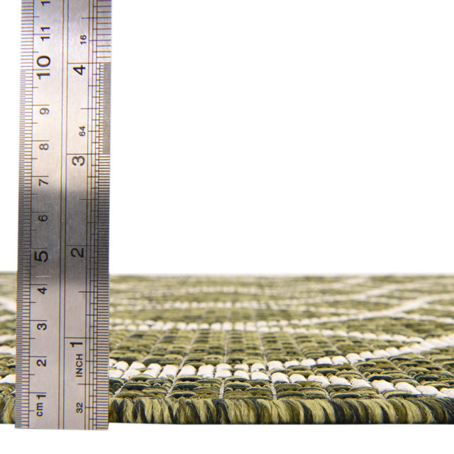 Green 2' x 8' Outdoor Trellis Runner Area Rug Weather Resistant for Patio, Deck, Terrace, Balcony, Porch Geometric Design Water Safe Outside Carpet for Sale at Rug Engine