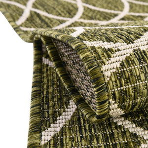 Green 2' 7 x 10' Outdoor Trellis Runner Area Rug Weather Resistant for Patio, Deck, Terrace, Balcony, Porch Geometric Design Water Safe Outside Carpet for Sale at Rug Engine