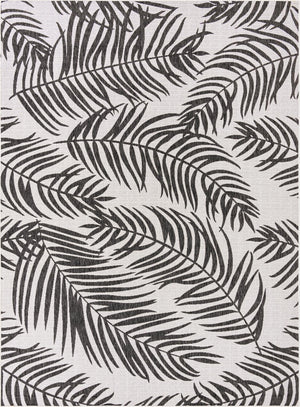 Charcoal Ivory 9' x 12' Outdoor Botanical Rectangle Area Rug Weather Resistant for Patio, Deck, Terrace, Balcony, Porch Polypropylene Garden Floral Tropical Carpet for Sale at Rug Engine