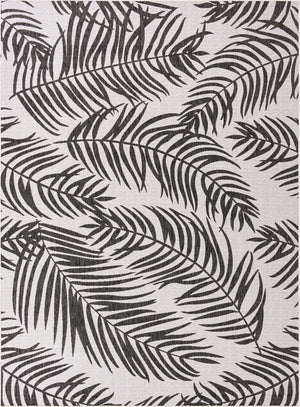 Charcoal Ivory 9' x 12' Outdoor Botanical Rectangle Area Rug Weather Resistant for Patio, Deck, Terrace, Balcony, Porch Polypropylene Garden Floral Tropical Carpet for Sale at Rug Engine