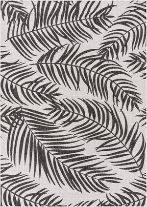 Charcoal Ivory 8' x 11' Outdoor Botanical Rectangle Rug