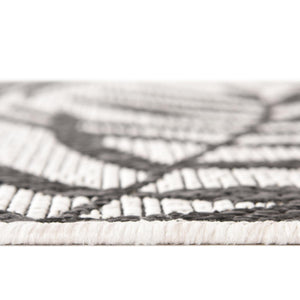 Charcoal Ivory 9' x 12' Outdoor Botanical Rectangle Area Rug Weather Resistant for Patio, Deck, Terrace, Balcony, Porch Polypropylene Garden Floral Tropical Carpet for Sale at Rug Engine