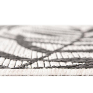 Charcoal Ivory 8' x 11' Outdoor Botanical Rectangle Rug