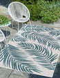 Teal Ivory 5' 3 x 8' Outdoor Botanical Rectangle Rug