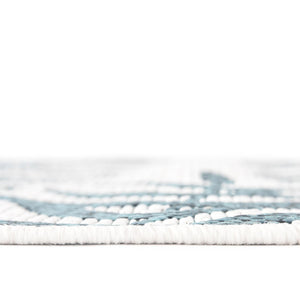 Teal Ivory 5' 3 x 8' Outdoor Botanical Rectangle Rug