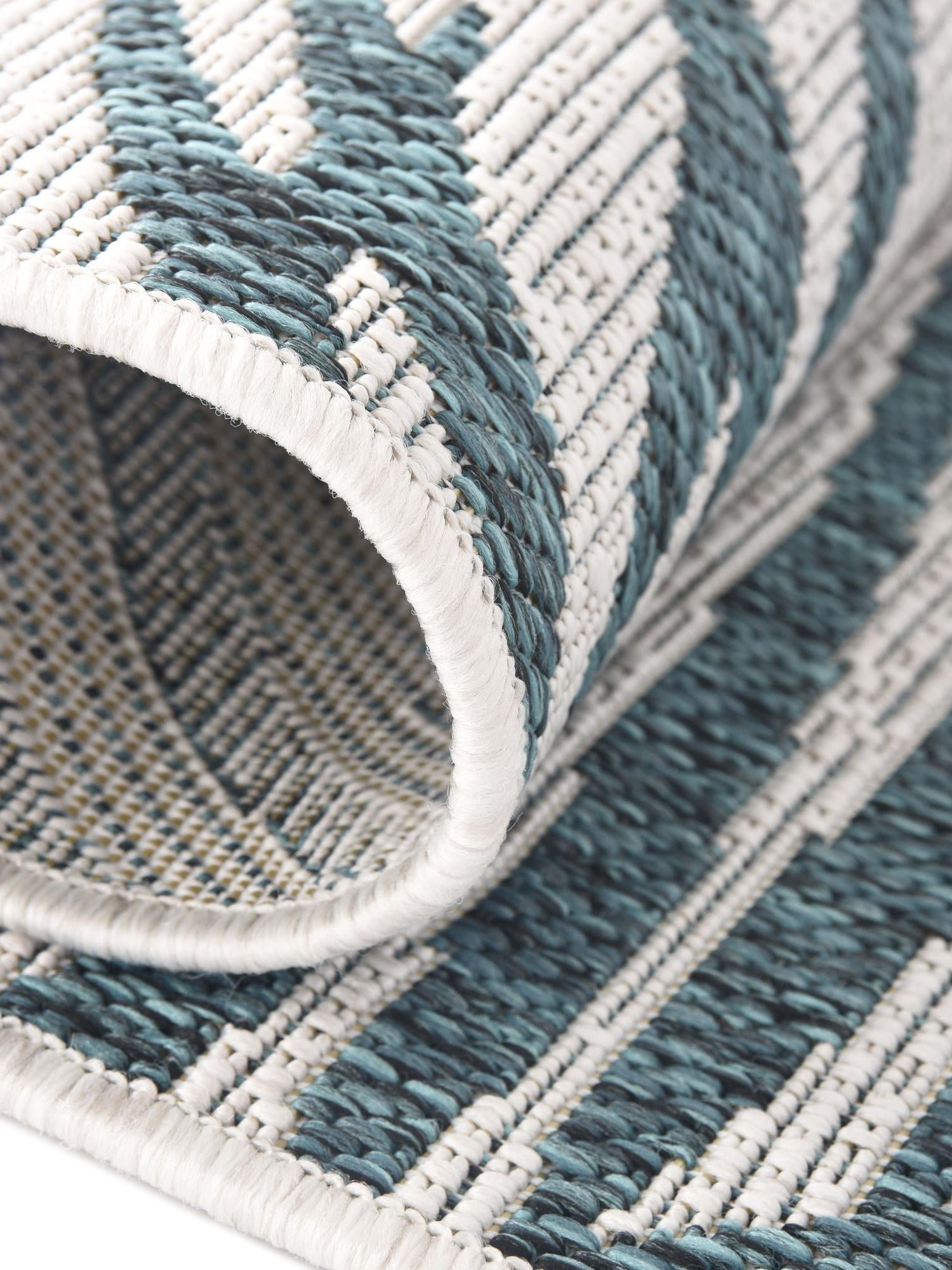 Teal Ivory 6' 1 x 9' Outdoor Botanical Rectangle Area Rug Weather Resistant for Patio, Deck, Terrace, Balcony, Porch Polypropylene Garden Floral Tropical Carpet for Sale at Rug Engine
