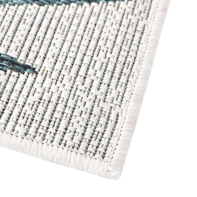 Teal Ivory 5' 3 x 8' Outdoor Botanical Rectangle Rug