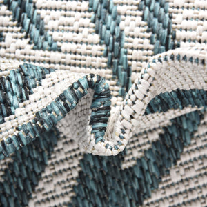 Teal Ivory 5' 3 x 8' Outdoor Botanical Rectangle Rug
