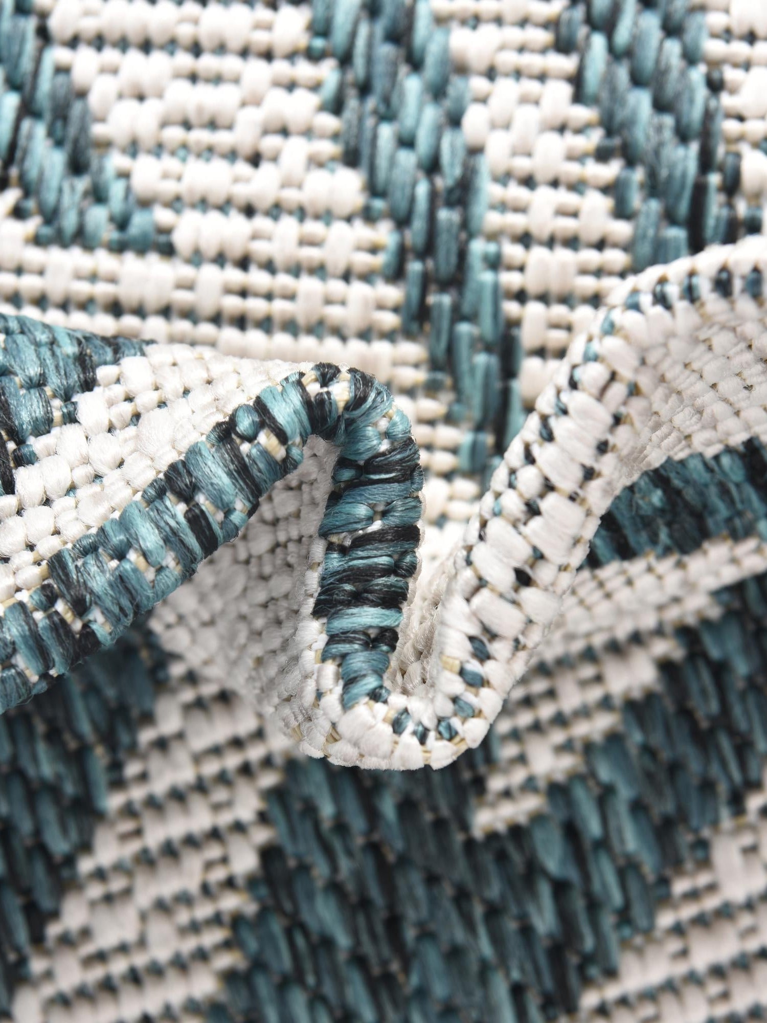 Teal Ivory 6' 1 x 9' Outdoor Botanical Rectangle Area Rug Weather Resistant for Patio, Deck, Terrace, Balcony, Porch Polypropylene Garden Floral Tropical Carpet for Sale at Rug Engine