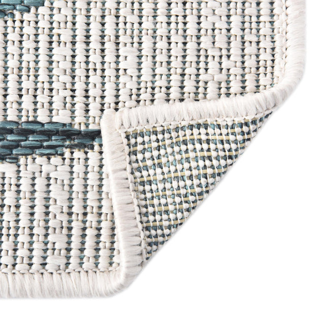 Teal Ivory 5' 3 x 8' Outdoor Botanical Rectangle Rug