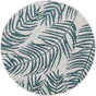 Teal Ivory 4' 1 x 4' 1 Outdoor Botanical Round Area Rug Weather Resistant for Patio, Deck, Terrace, Balcony, Porch Polypropylene Garden Floral Tropical Carpet for Sale at Rug Engine