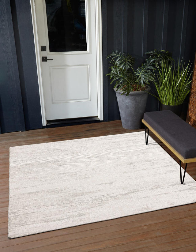 Gray 6' 1 x 6' 1 Outdoor Modern Square Area Rug Weather Resistant for Patio, Deck, Terrace, Balcony, Porch 100% Polypropylene Modern Outside Carpet for Sale at Rug Engine