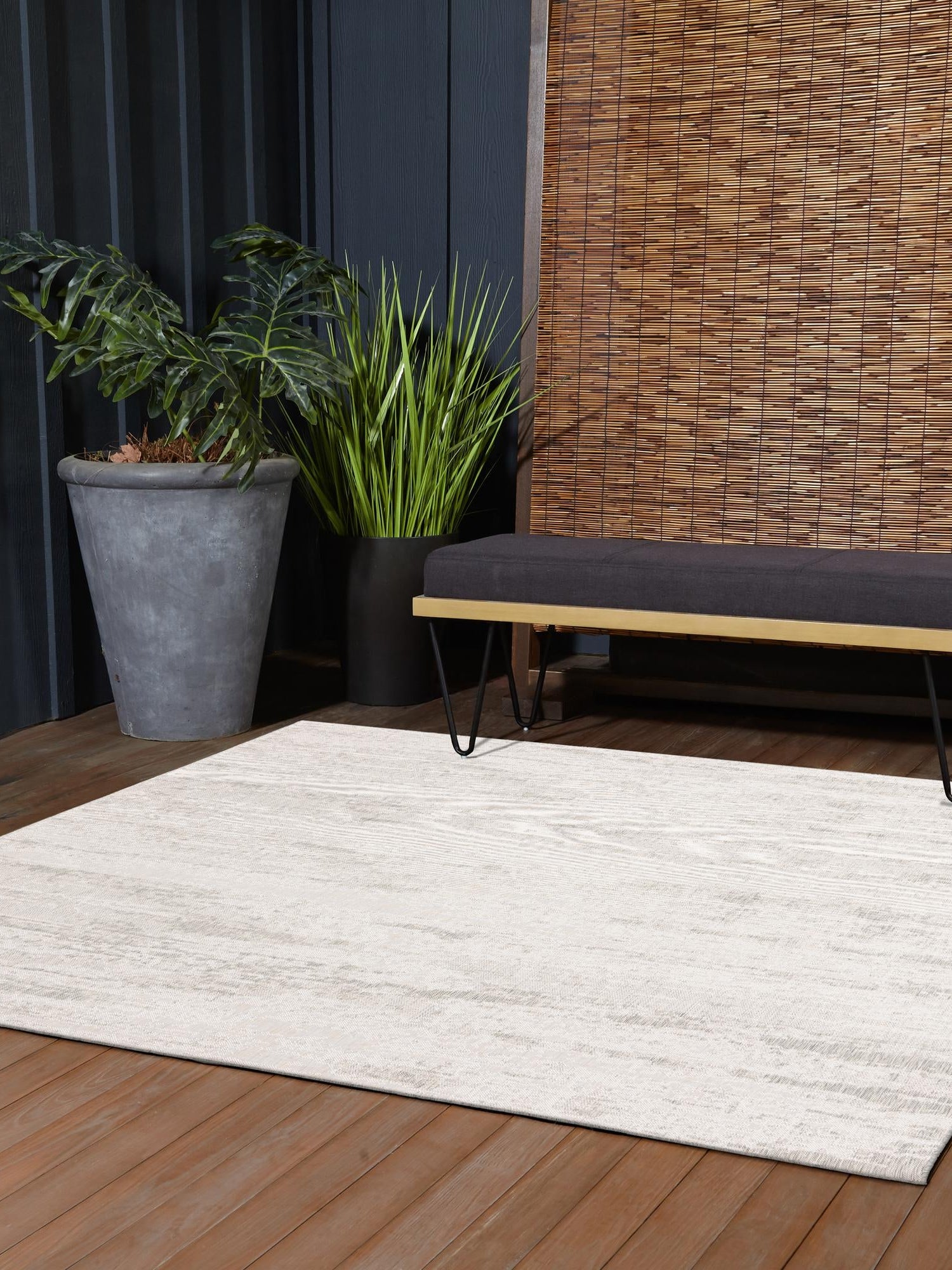 Gray 10' x 10' Outdoor Modern Square Area Rug Weather Resistant for Patio, Deck, Terrace, Balcony, Porch 100% Polypropylene Modern Outside Carpet for Sale at Rug Engine