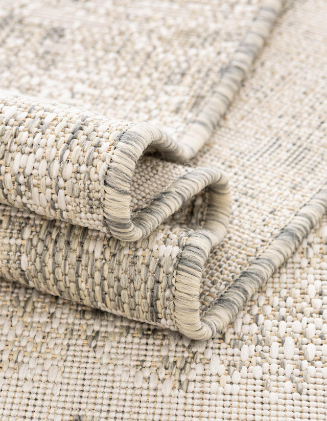 Gray 6' 1 x 6' 1 Outdoor Modern Square Area Rug Weather Resistant for Patio, Deck, Terrace, Balcony, Porch 100% Polypropylene Modern Outside Carpet for Sale at Rug Engine