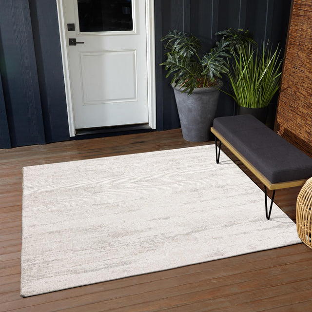 Gray 6' 1 x 6' 1 Outdoor Modern Square Area Rug Weather Resistant for Patio, Deck, Terrace, Balcony, Porch 100% Polypropylene Modern Outside Carpet for Sale at Rug Engine