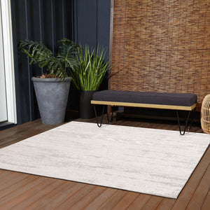 Gray 6' 1 x 6' 1 Outdoor Modern Square Area Rug Weather Resistant for Patio, Deck, Terrace, Balcony, Porch 100% Polypropylene Modern Outside Carpet for Sale at Rug Engine