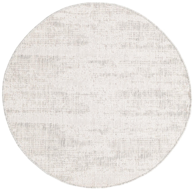 Gray 4' 1 x 4' 1 Outdoor Modern Round Area Rug Weather Resistant for Patio, Deck, Terrace, Balcony, Porch 100% Polypropylene Modern Outside Carpet for Sale at Rug Engine