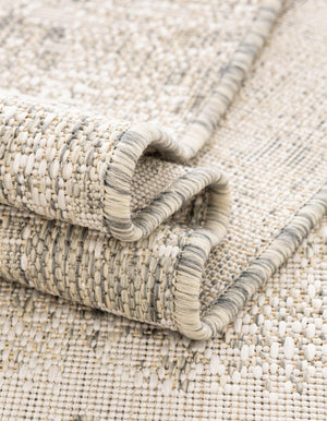 Gray 4' 1 x 4' 1 Outdoor Modern Round Area Rug Weather Resistant for Patio, Deck, Terrace, Balcony, Porch 100% Polypropylene Modern Outside Carpet for Sale at Rug Engine